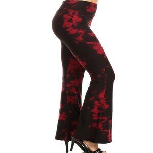 Women Ultra Soft High Waist Flare Yoga Leggings S-XL Elastic Waist Red Tie Dye